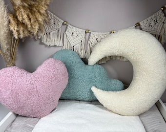Deco pillow teddy plush, handmade baby accessory, BÄRLI baby accessory gift for birth