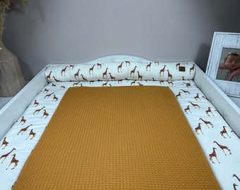 Set- Changing mat changing mat Safari with head protection, handmade changing mat, BÄRLI baby changing mat gift for birth