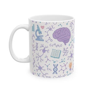 Taza de cerámica con temática de neurociencia, regalo de neurociencia, taza de biología, regalo para estudiantes, taza de café académica