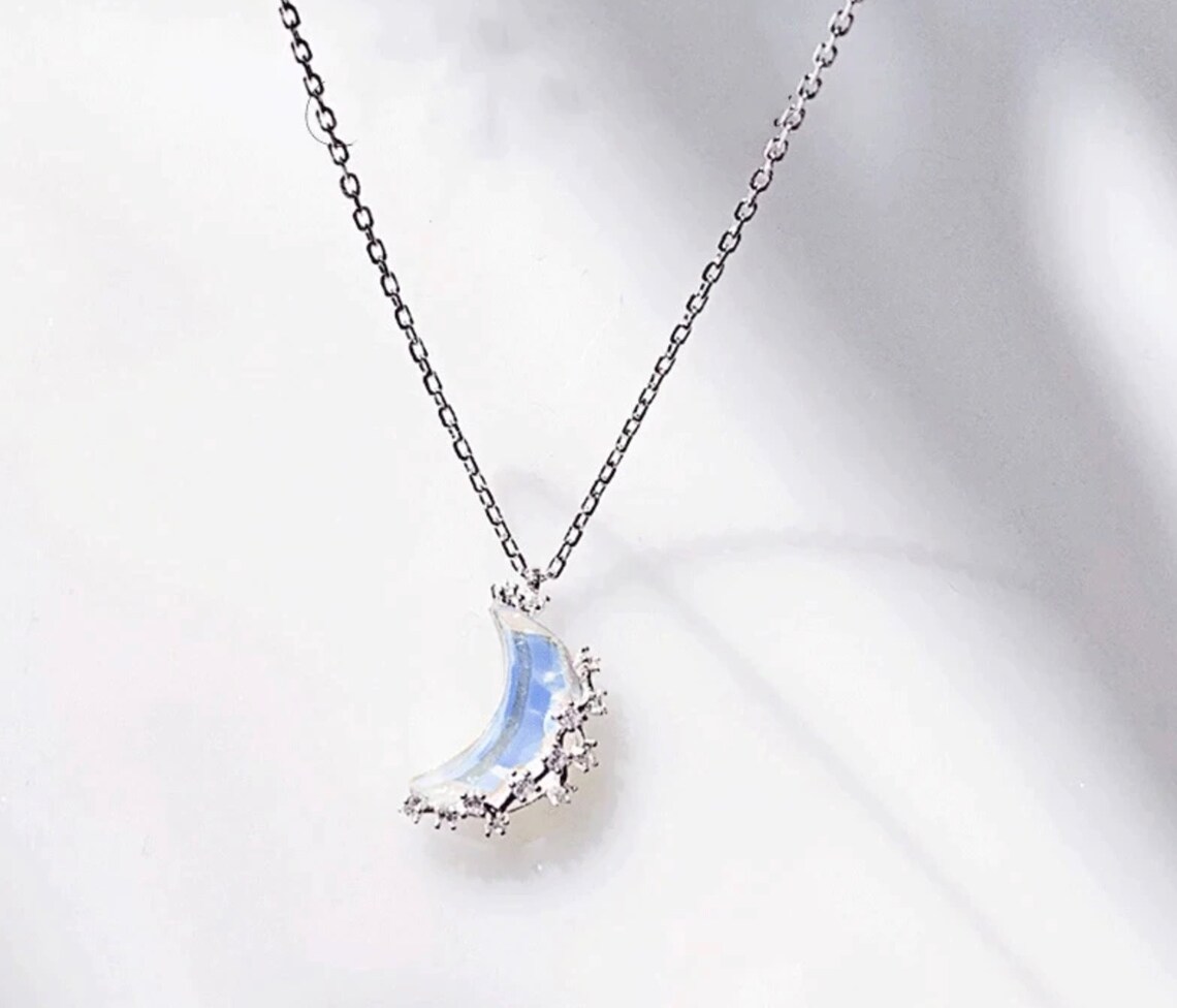 Moonstone crescent moon necklace Clearance