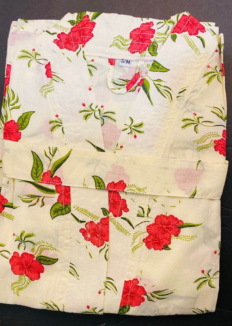 Shower Robe, hand Block Printed Cotton Kimono Bath Robe Kimono Beautiful Cotton Kimono Dress