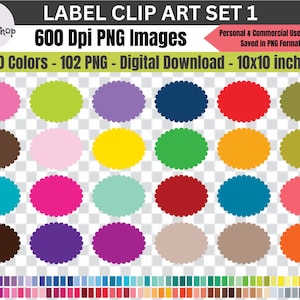 Rainbow Labels Clipart: 102 PNG Images, SVG Files (Digital Download)