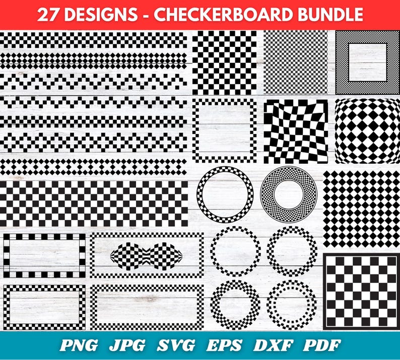 Checkerboard Svg Bundle, Checker Board Png, Racing Checkered Patterns ...