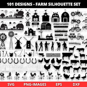 Farm Svg, Farm Clipart, Farm Silhouette, Farm Life Svg, Farm Truck Svg, Farm animals Svg, Barn Svg, Tractor Svg, Chicken Svg, Country Svg