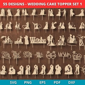 Hochzeitstorte Topper SVG, Mr & Mrs Paar Cake Topper, Braut und Bräutigam Cake Topper für Laser-Maschine, Cake Topper SVG, Glowforge Laser Cut