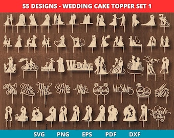 Wedding Cake Topper SVG, Mr & Mrs Couple Cake Topper, Bride And Groom Cake Topper for laser machine, Cake Topper SVG, Glowforge Laser Cut