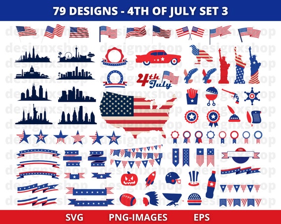Independence Day Clipart, Fourth of July Clipart, 4th of July Clipart, Patriotic Clipart, USA clipart, Flag, Instant Download SVG and PNG