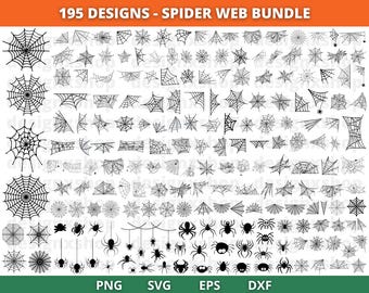 Spindelnät SVG-paket: Halloween Clipart, Cricut Cut-filer (digital nedladdning)