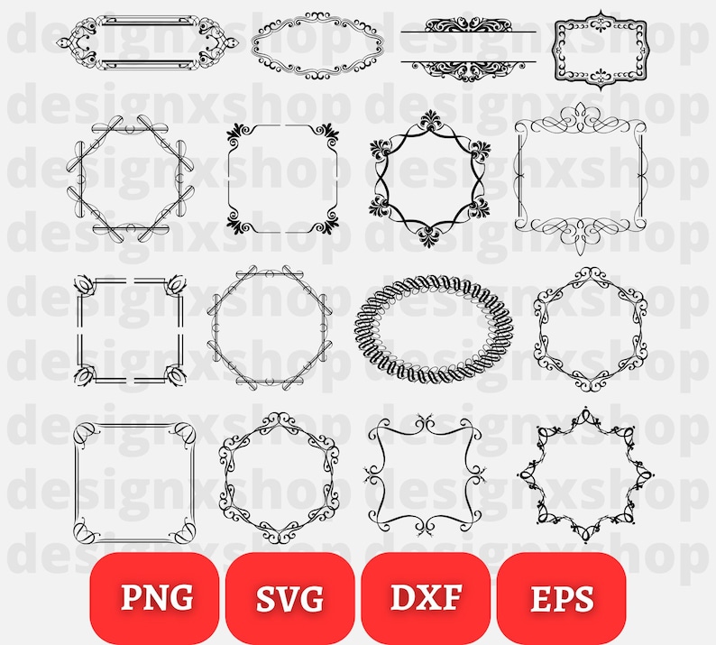 Decorative Frames SVG Bundle, Vintage Label SVG, Decorative Elements ...