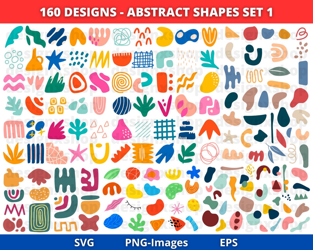 抽象的な形のクリップアートバンドル、抽象的な形のSVGバンドル、概念