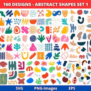 Paquete de imágenes prediseñadas de formas abstractas, paquete SVG de formas abstractas, formas conceptuales, imágenes prediseñadas abstractas, formas boho abstractas, formas geométricas