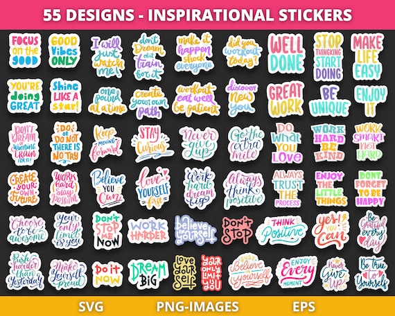 Inspirational svg, Digital stickers bundle, Mental Health png, Printable Stickers Bundle, Sticker svg, Positivity stickers, Cricut SVG PNG