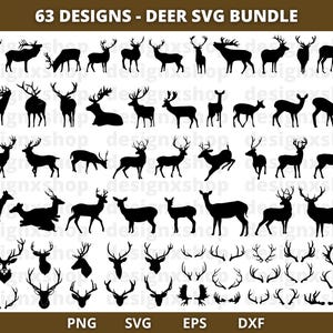 Deer Silhouette SVG Bundle: Hunting Clip Art (63 Designs)