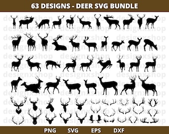 Deer SVG Bundle: Hunting Silhouette Clip Art (63 Designs)