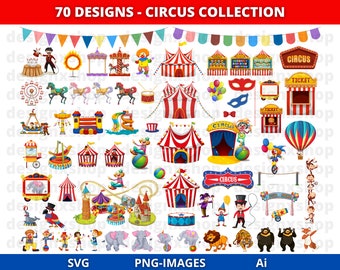 Circus clipart, circus printable , circus PNG and SVG, Carnival Clip Art, Animals, Jokers, Circus Tent Clipart, Circus set, Instant Download