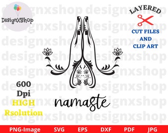 Namaste Hands SVG: Yoga, Motivational Cut File (Digital Download)