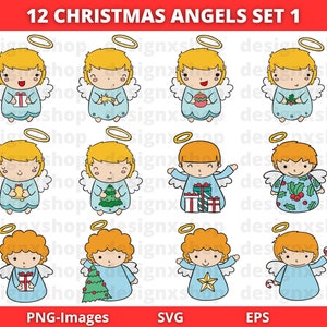 Christmas Angels Svg | Angels Bundle Svg | Angels Clipart, Christmas Decorations Svg, Angels Cut Files For Cricut, Angels Vector
