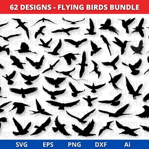 Pájaro volador SVG, Pájaro SVG, Paquete de pájaros SVG, Animal SVG, Clip Art de pájaros, Archivos para Cricut, Silueta de pájaro, Pájaros SVG