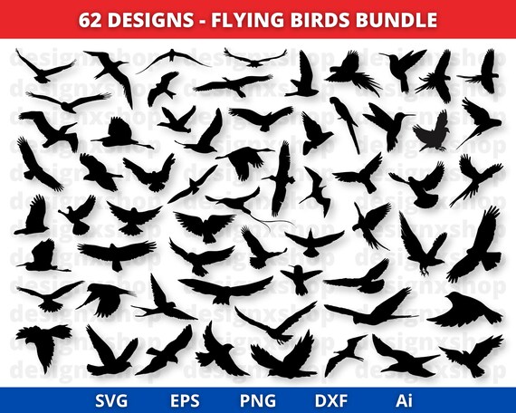 Flying Bird Svg, Bird SVG, Bird Svg Bundle, Animal Svg, Bird Clip Art, Files for Cricut, Bird Silhouette, Birds Svg