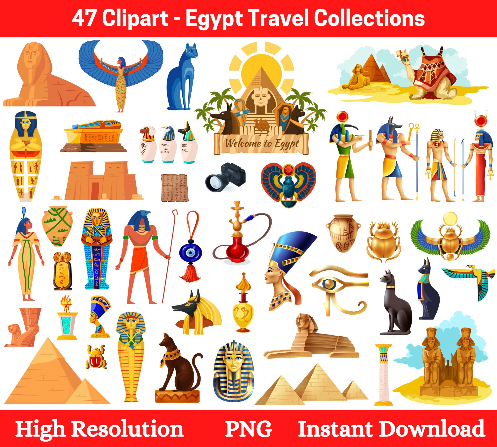 Ägypten Clipart Antikes Ägypten Clipart Reise Clipart | Etsy