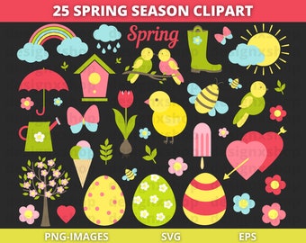 Easter Clipart, Spring Floral SVG PNG, Cricut Ready (Digital Download