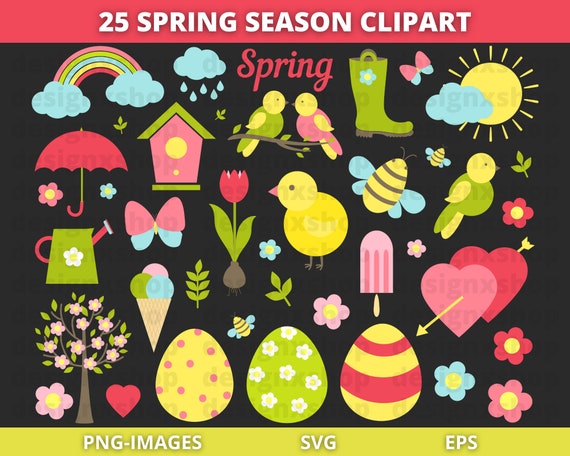 Spring Clipart, Easter clipart, Season clipart, Colorful Floral clipart, Flower clipart, Easter day clipart, Cricut, Download SVG and PNG