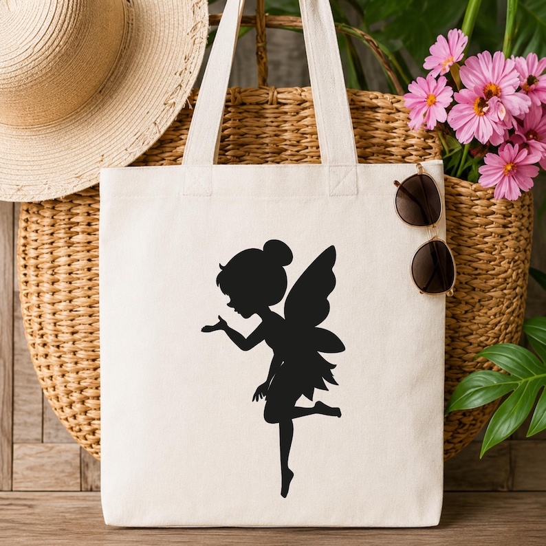 Sylwetka wróżki w formacie SVG | Uroczy plik SVG z wróżką do Cricut | Wróżka w formacie PNG, Dxf, Eps, Pdf, Jpg | Clipart z dziewczyną z fantazji | Użytek komercyjny zdjęcie 6