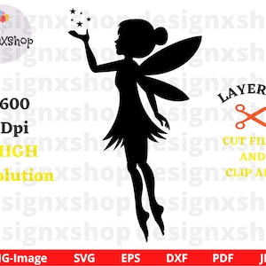 Magische fee SVG | Feeënsilhouet | feeënsilhouet gesneden bestanden en illustraties | schattige fee, png PNGEgg | Tinkerbell-svg | Feeën Clipart