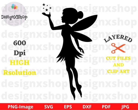 Magical Fairy SVG | Fairy Silhouette | fairy silhouette cut files and clip art | cute fairy PNG | Tinkerbell svg | Fairy Clipart
