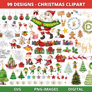 CHRISTMAS SVG BUNDLE, Weihnachtsclipart, Weihnachts-Svg-Dateien für Cricut, Weihnachtsschnitt-Dateien, Weihnachtselemente, digitaler Download