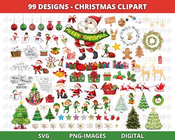 CHRISTMAS SVG BUNDLE, Christmas Clipart, Christmas Svg Files For Cricut, Christmas Cut Files, Christmas Elements, Digital Download
