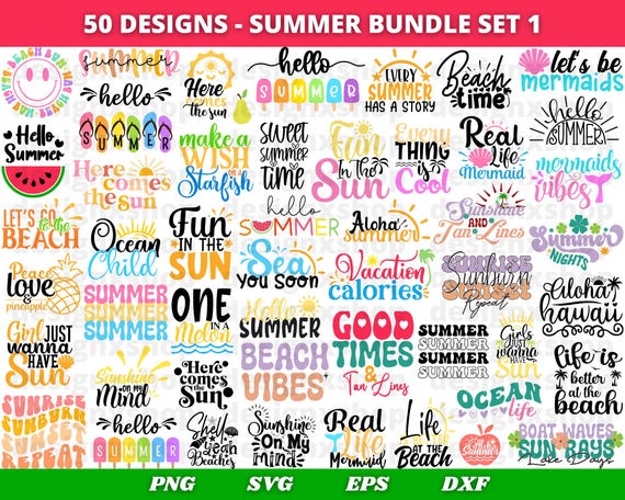 Summer SVG Bundle, Summer Svg, Beach Svg, Summer Design for Shirts, Summertime Svg, Vacation Svg, Summer Cut Files, Cricut, Png, Svg