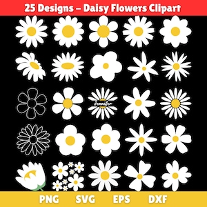 Daisy SVG Bundle: Flower Clipart, Cut Files for Cricut (Digital Download)