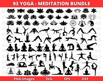 Yoga SVG Bundle: Lotus Meditation Clipart Silhouette (Digital Download)