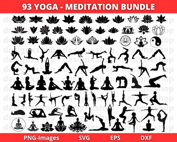 Yoga SVG Bundle, Yoga SVG, Lotus SVG, Flower svg, Meditation svg, Yoga Clipart, Yoga svg Cut Files for Cricut, Yoga Silhouette