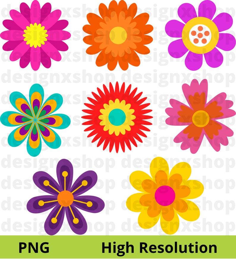 Mexican Otomi Clipart, Otomi clipart, Mexico clipart, Colorful Mexican Flowers, Floral clipart, Cinco de Mayo, Fiesta clipart, Digital Files image 7