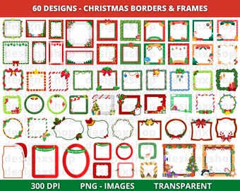 Christmas Border Clipart: 60 Xmas Frame Designs (Digital Download)