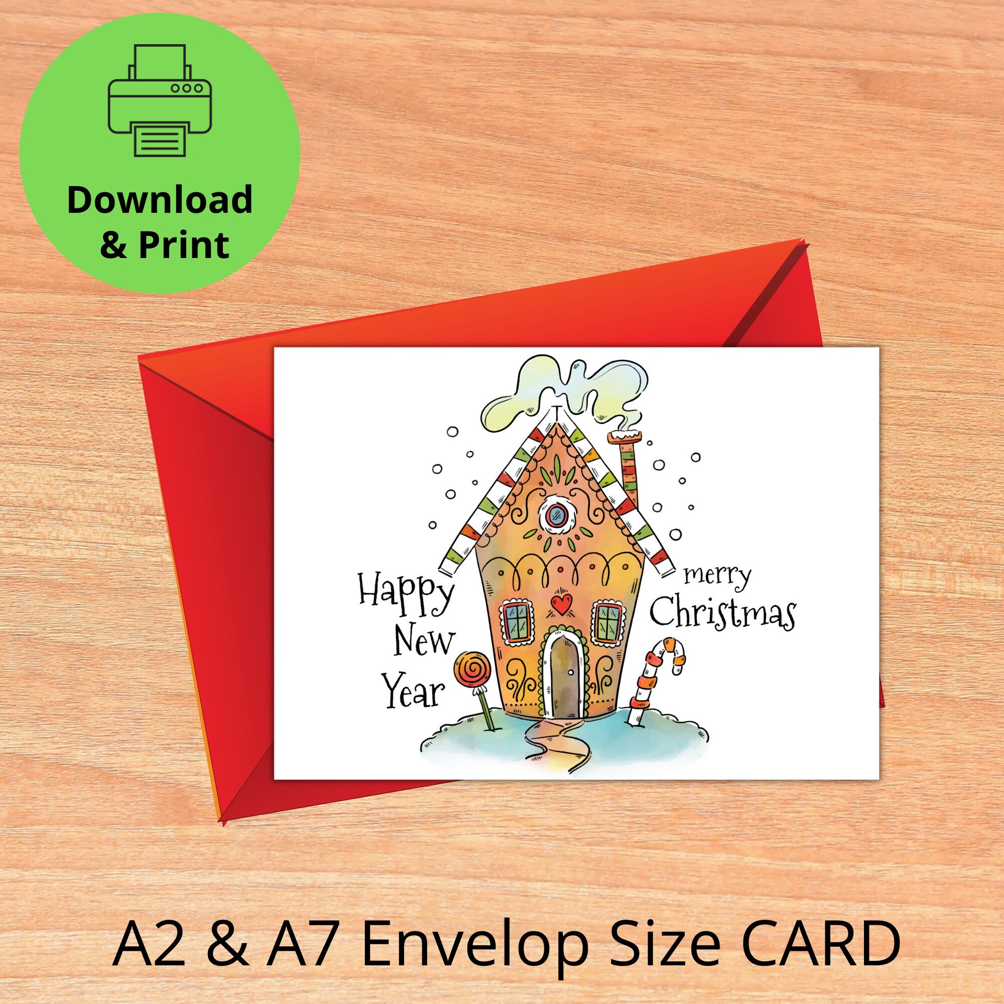 Happy New Year Printable Card, Watercolor Christmas Card , Merry Christmas Card Template, Christmas House Card, Instant Download PDF - Etsy happy-new-year-printable-card-watercolor-christmas-card-merry-christmas-card-template-christmas-house-card-instant-download-pdf-etsy