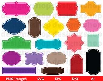 Digital Frames Clipart, Colorful frames, labels, tags, Rainbow Borders, Banners & Frames Clipart, Label Svg, Vintage Frames Svg