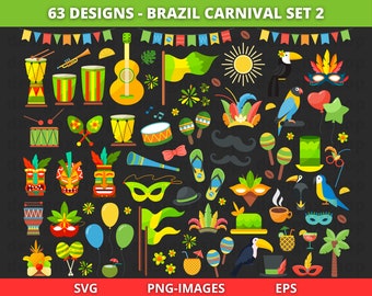 Brazil clipart, Carnival clipart, Brazilian Carnival Rio de Janeiro, Fiesta clipart, Brazil Travel clipart, Rio De Janeiro SVG | PNG