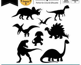 Dinosaur SVG Bundle | Dinosaur Silhouette SVG Png Dxf Eps Pdf AI | T-Rex, Triceratops & Brontosaurus | Cricut Cut Files Set 3