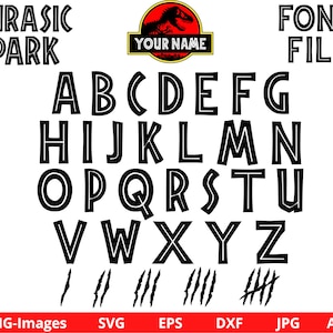 Jurassic Park Font, Jurassic world font, Jurassic park font SVG PNG EPS Dxf Ai, Cut files, Instant Download