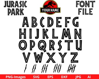 Jurassic Park Font, Jurassic world font, Jurassic park font SVG PNG EPS Dxf Ai, Cut files, Instant Download