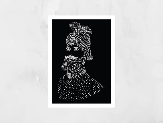Guru Gobind Singh Ji Art Print, Dotted Art Print, Sikhism, Ik Omkar, Religion, Sikh Art, Svg File, Digital Download