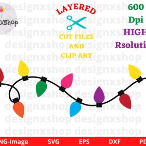 Christmas Lights SVG, Lights svg, Christmas light string svg, Christmas Lights Clipart, Colorful lights, Christmas Svg, Cricut, Light-D-3