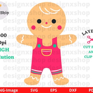 Gingerbread SVG, Cute Gingerbread svg, Christmas svg, Gingerbread cut files and clipart, Winter, Holiday, Instant Download File