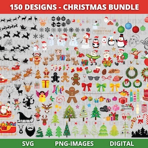 Weihnachtselemente SVG | Weihnachtssvg Bundle | Weihnachten Clipart | Weihnachtsdekor | Weihnachten SVG | Schneemann, Weihnachtsmann, Feiertag, Winter