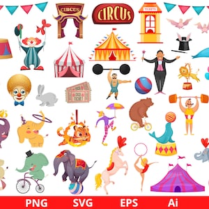 Zirkus SVG Bundle, Zirkus Clipart, Karneval Clipart, Zirkuszelt Clipart, Tier Clipart, Zirkus-Set, Zirkus-Charaktere, Jokers-Set
