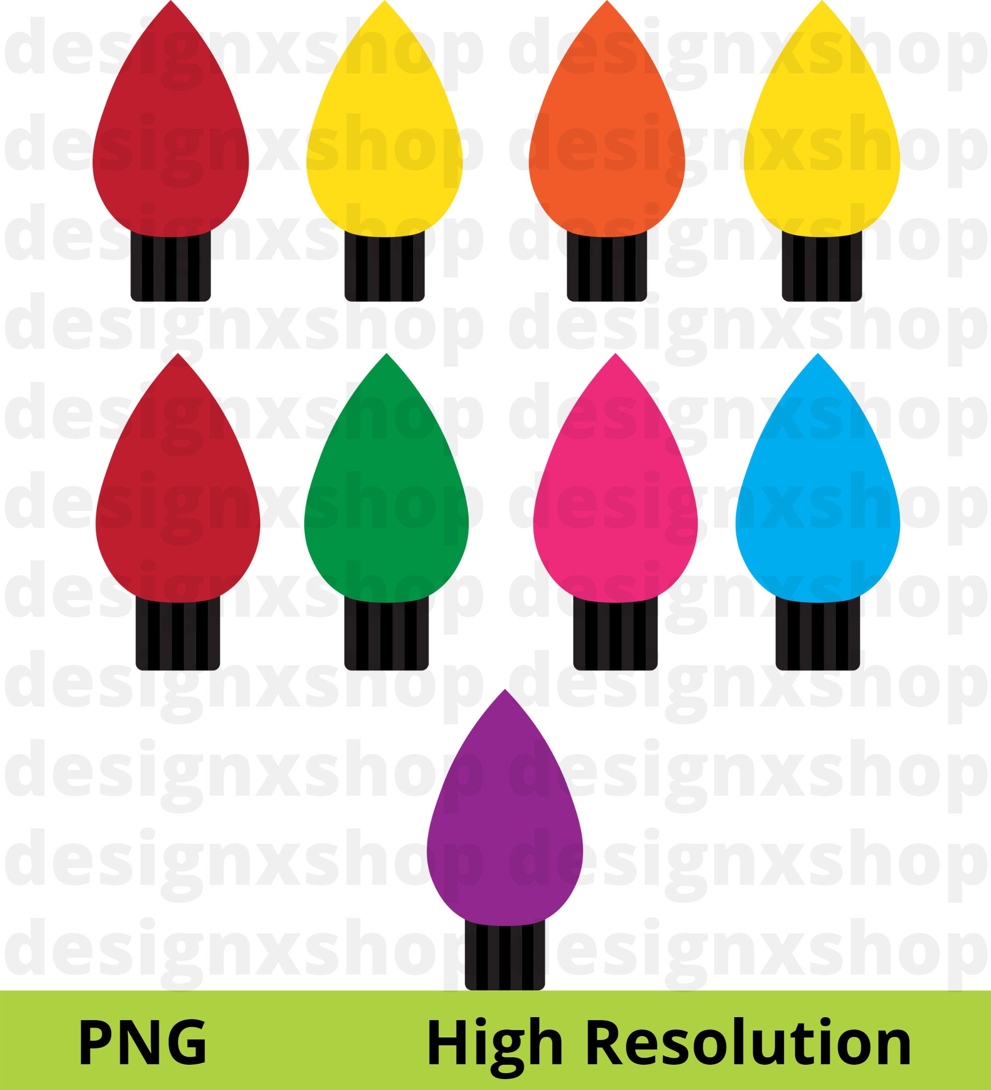 christmas lights clipart: colorful bulbs svg, png, pdf files - etsy uk