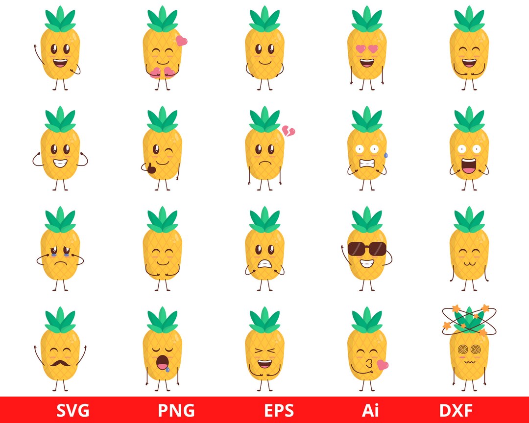Imágenes Prediseñadas de piña personajes lindos de piñas - Etsy México
